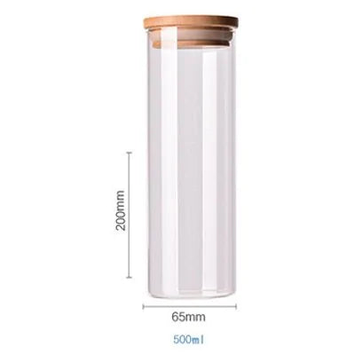 Cereal Dispenser 500 Ml Multipurpose Jar Sealed Canister Food Storage Containers Glass Jars Bamboo Cover