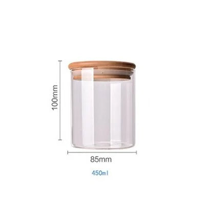 Cereal Dispenser 450 Ml Multipurpose Jar Sealed Canister Food Storage Containers Glass Jars Bamboo Cover