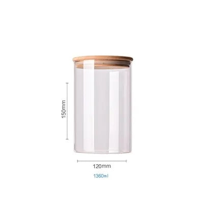 Cereal Dispenser 1360 Ml Multipurpose Jar Sealed Canister Food Storage Containers Glass Jars Bamboo Cover