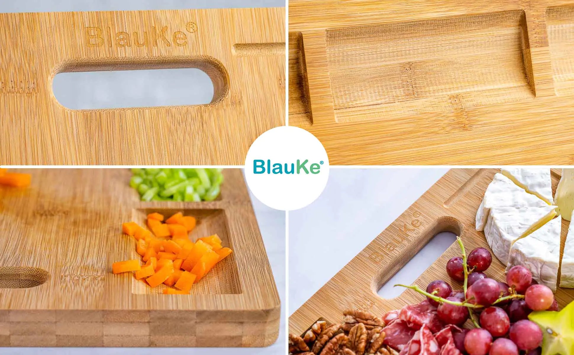 Extra-large bamboo cutting board, durable kitchen chopping board for vegetables, fruits, and meat prep.