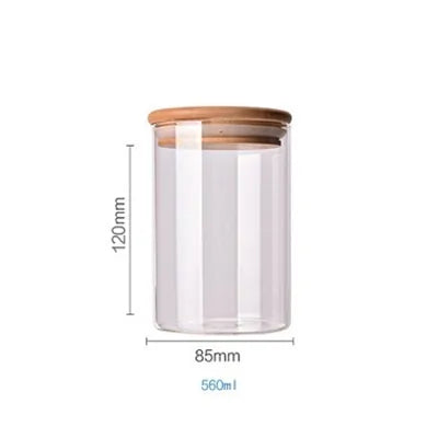 Cereal Dispenser 560 Ml Multipurpose Jar Sealed Canister Food Storage Containers Glass Jars Bamboo Cover