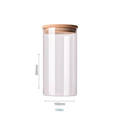 Cereal Dispenser 1250 Ml Multipurpose Jar Sealed Canister Food Storage Containers Glass Jars Bamboo Cover