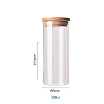 Cereal Dispenser 380 Ml Multipurpose Jar Sealed Canister Food Storage Containers Glass Jars Bamboo Cover