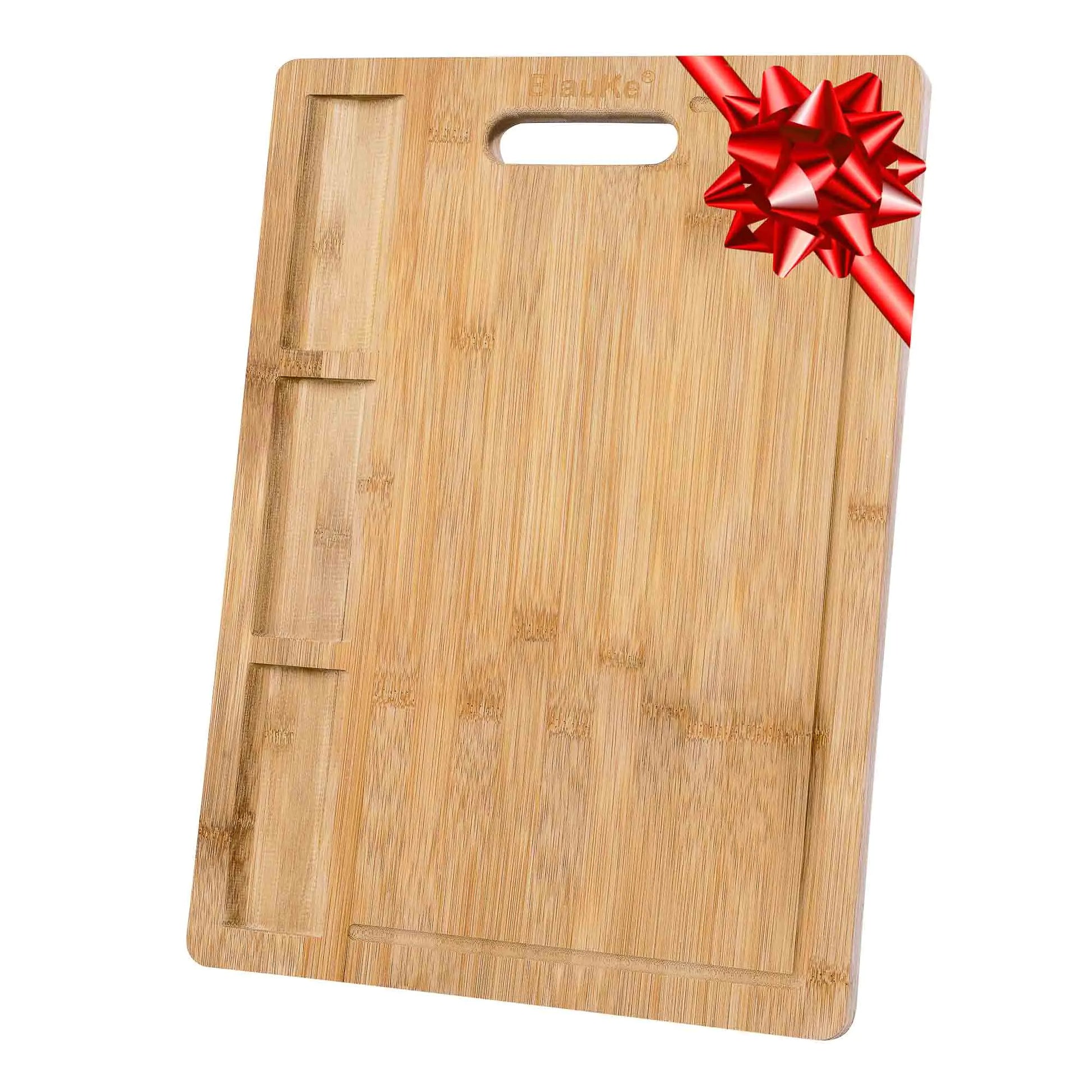 Extra-large bamboo cutting board, durable kitchen chopping board for vegetables, fruits, and meat prep.