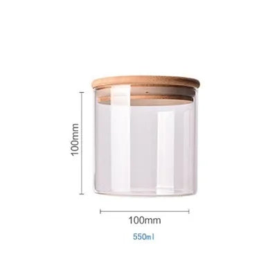 Cereal Dispenser 550 Ml Multipurpose Jar Sealed Canister Food Storage Containers Glass Jars Bamboo Cover