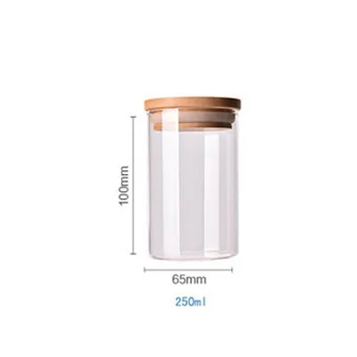 Cereal Dispenser 250 Ml Multipurpose Jar Sealed Canister Food Storage Containers Glass Jars Bamboo Cover