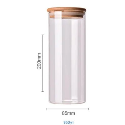 Cereal Dispenser 950 Ml Multipurpose Jar Sealed Canister Food Storage Containers Glass Jars Bamboo Cover