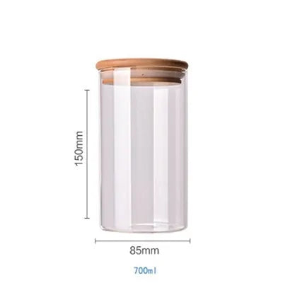 Cereal Dispenser 700 Ml Multipurpose Jar Sealed Canister Food Storage Containers Glass Jars Bamboo Cover