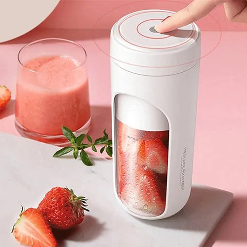 Wireless juicer blender with 8 stainless steel blades, portable design, USB charging for travel and home use.