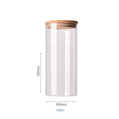 Cereal Dispenser 1500 Ml Multipurpose Jar Sealed Canister Food Storage Containers Glass Jars Bamboo Cover