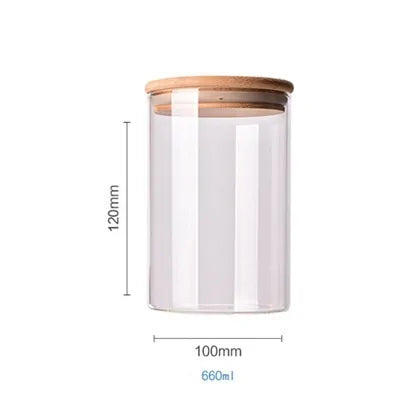 Cereal Dispenser 660 Ml Multipurpose Jar Sealed Canister Food Storage Containers Glass Jars Bamboo Cover