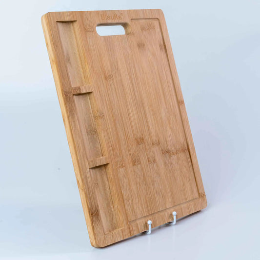 Versatile bamboo cutting board, extra-large size for professional and home cooking, ideal for heavy-duty use.